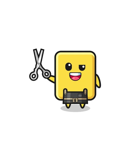 Yellow Card Character Barbershop Mascot Cute Design — 图库矢量图片