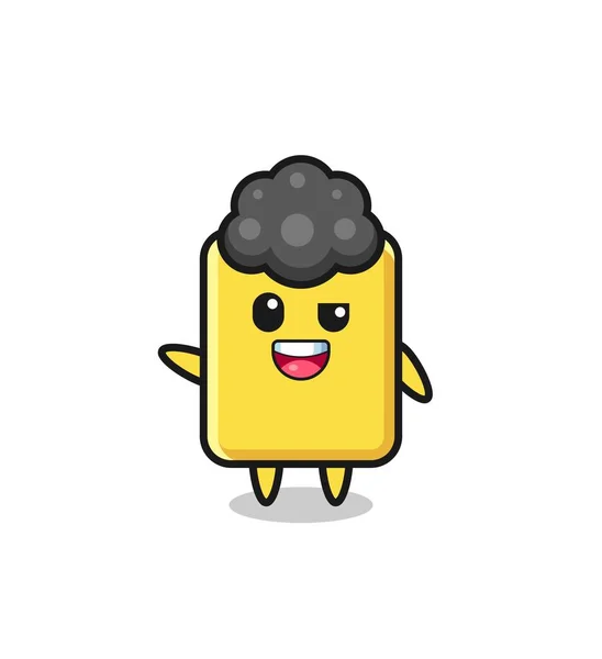 Yellow Card Character Afro Boy Cute Design — Stockvektor