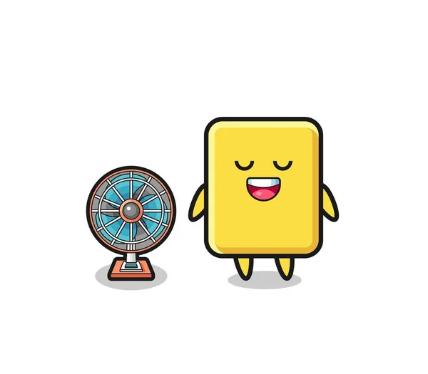 Cute Yellow Card Standing Front Fan Cute Design — Wektor stockowy