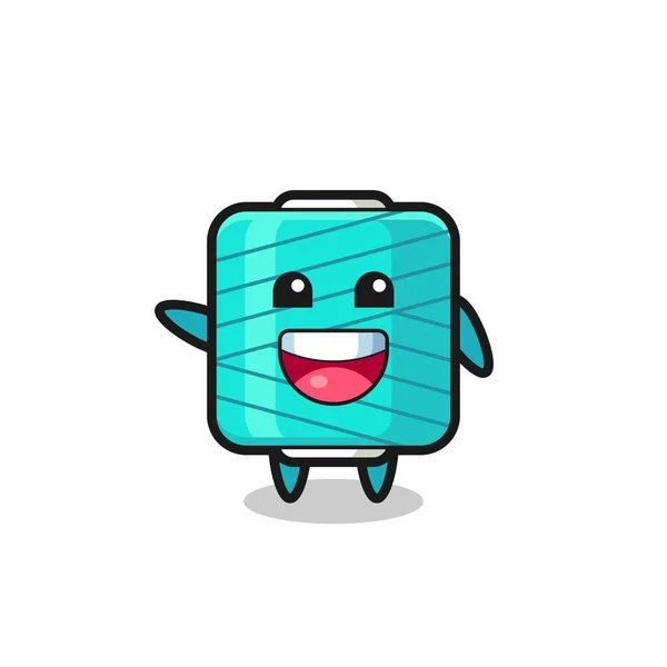 Happy Yarn Spool Cute Mascot Character Cute Design — Stock Vector