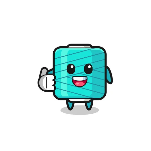 Yarn Spool Mascot Doing Thumbs Gesture Cute Design — Stockvector