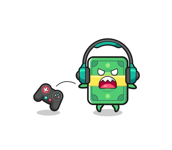 Money Gamer Mascot Angry Cute Design — Image vectorielle