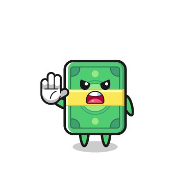 money character doing stop gesture , cute design