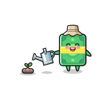 cute money is watering plant seeds , cute design