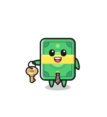 cute money as a real estate agent mascot , cute design