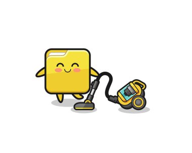 cute folder holding vacuum cleaner illustration , cute design