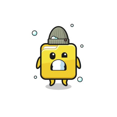 cute cartoon folder with shivering expression , cute design