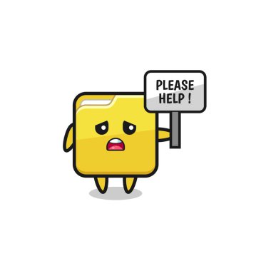 cute folder hold the please help banner , cute design