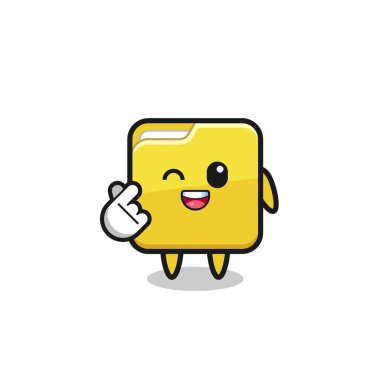 folder character doing Korean finger heart , cute design