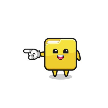 folder cartoon with pointing left gesture , cute design