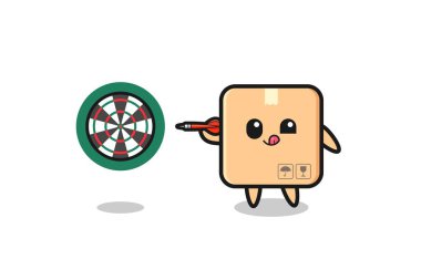 cute cardboard box is playing dart , cute design