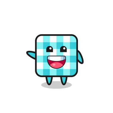 happy checkered tablecloth cute mascot character , cute design