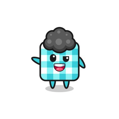 checkered tablecloth character as the afro boy , cute design