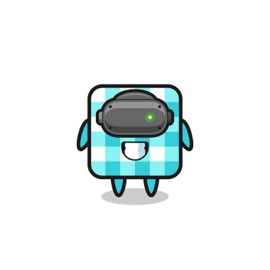 cute checkered tablecloth using VR headset , cute design