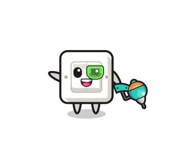 light switch cartoon as future warrior mascot , cute design