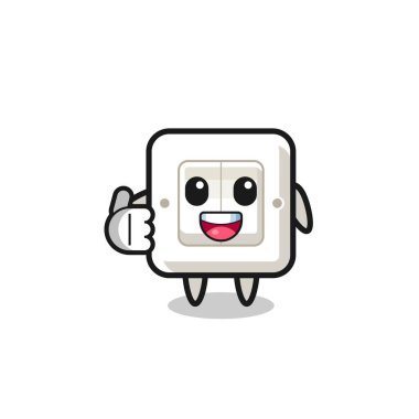 light switch mascot doing thumbs up gesture , cute design