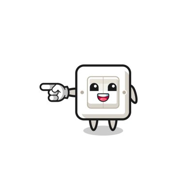 light switch cartoon with pointing left gesture , cute design