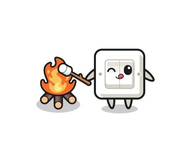light switch character is burning marshmallow , cute design