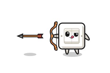 illustration of light switch character doing archery , cute design