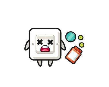 illustration of overdose light switch character , cute design
