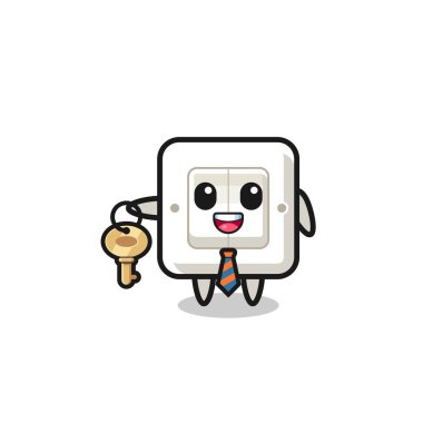 cute light switch as a real estate agent mascot , cute design
