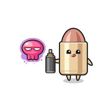 bullet cartoon make a graffiti with a spray paint , cute design