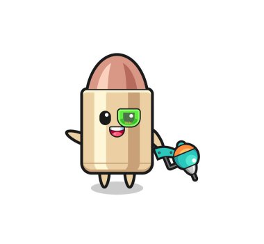 bullet cartoon as future warrior mascot , cute design