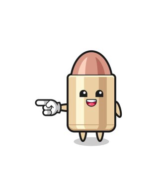 bullet cartoon with pointing left gesture , cute design