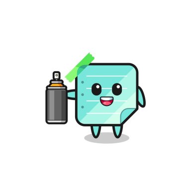 the cute blue sticky notes as a graffiti bomber , cute design