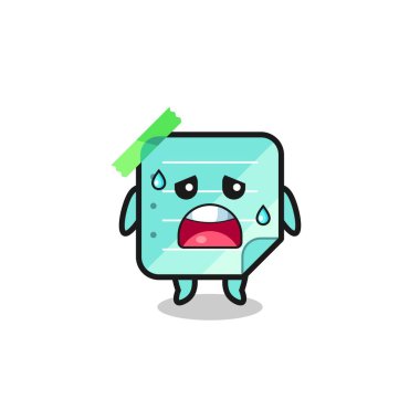 the fatigue cartoon of blue sticky notes , cute design