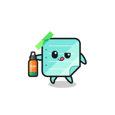 cute blue sticky notes holding mosquito repellent , cute design