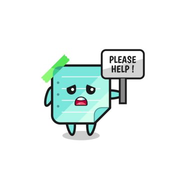 cute blue sticky notes hold the please help banner , cute design
