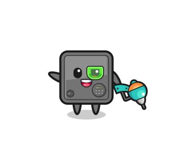 safe box cartoon as future warrior mascot , cute design