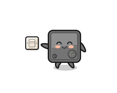 cartoon safe box is turning off light , cute design