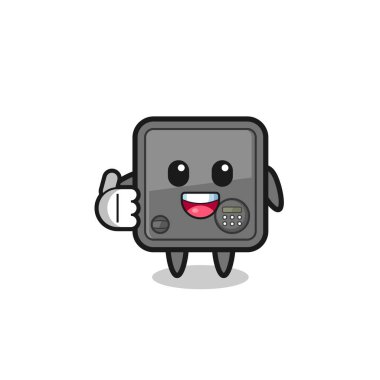 safe box mascot doing thumbs up gesture , cute design