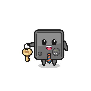 cute safe box as a real estate agent mascot , cute design