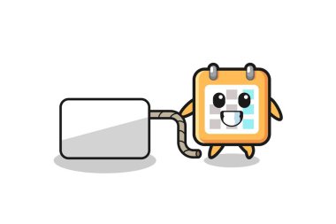 calendar cartoon is pulling a banner , cute design