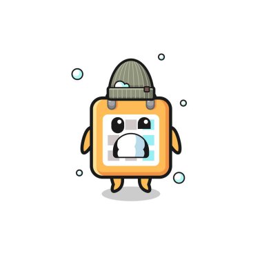 cute cartoon calendar with shivering expression , cute design