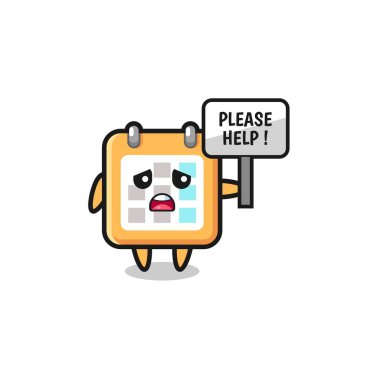 cute calendar hold the please help banner , cute design