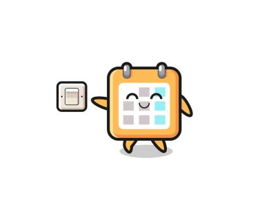 cartoon calendar is turning off light , cute design