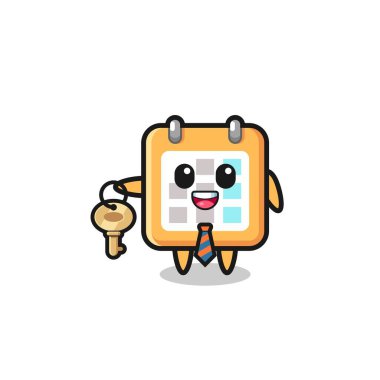 cute calendar as a real estate agent mascot , cute design