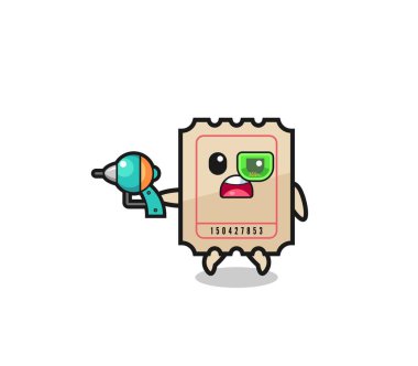 cute ticket holding a future gun , cute design