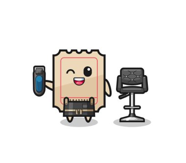 ticket barbershop is holding a trimer , cute design