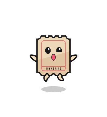 ticket character is jumping gesture , cute design