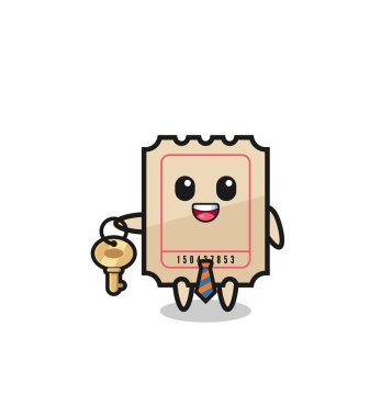 cute ticket as a real estate agent mascot , cute design