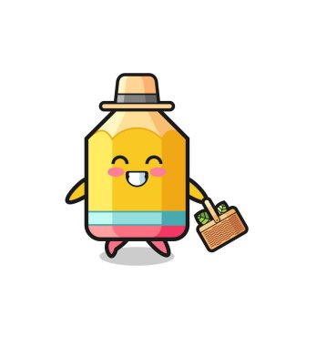 pencil herbalist character searching a herbal , cute design