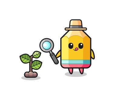cute pencil herbalist researching a plants , cute design