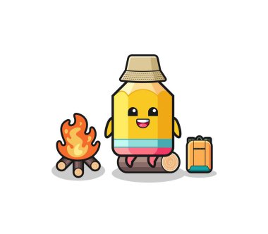 camping illustration of the pencil cartoon , cute design
