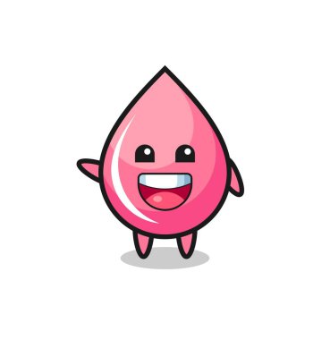 happy strawberry juice drop cute mascot character , cute design