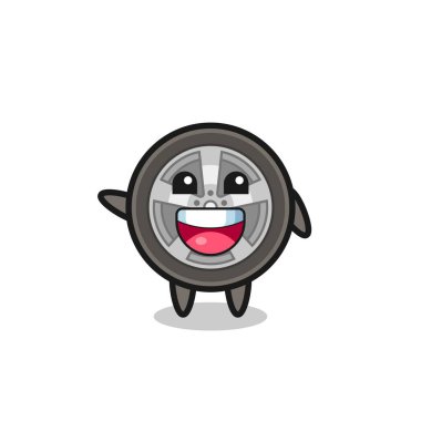 happy car wheel cute mascot character , cute design